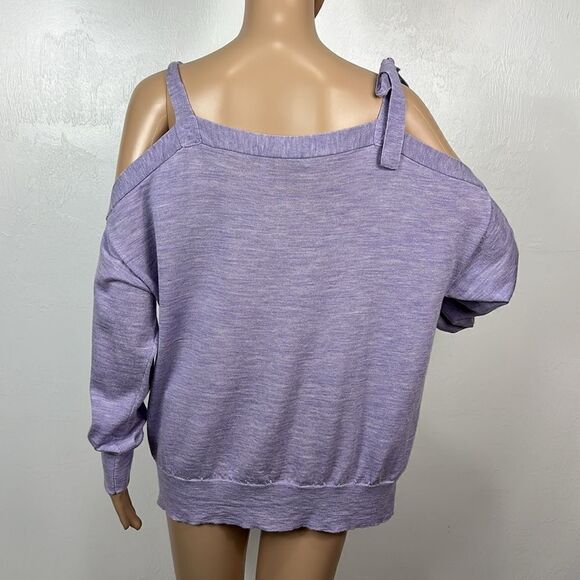 J. Crew Lavender Color Merino Wool Cold Shoulder Sweater Size XL - Picture 3 of 8